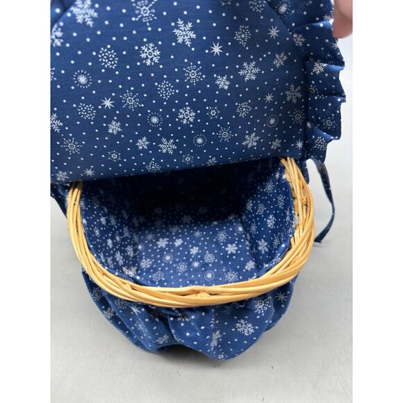 Holiday Snowman Woven Wicker Cloth Basket Lid Handle Christmas Home Decor READ - Picture 7 of 12